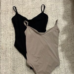 Black and Tan Spaghetti Strap Tank Top Bodysuits